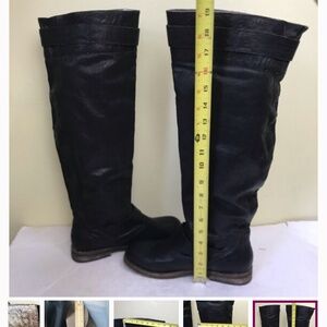 Zigi Girl Meredith Leather Tall Knee High Boots Textured Rubber Soles Buckles 7